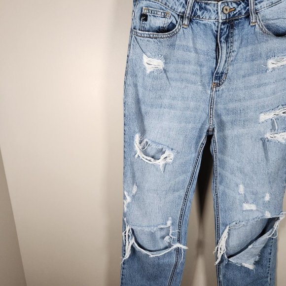 Kancan Pants Womens 7 / 27 Denim Jeans Distressed Bobbie High Rise Straight Crop - Picture 6 of 15